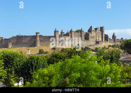 Les murs du château , Carcassonne Banque D'Images