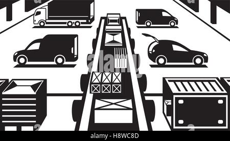 La manutention du fret dans l'entrepôt - vector illustration Illustration de Vecteur
