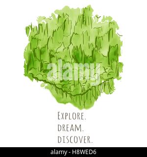 Travel concept hand drawn sur green texture aquarelle Illustration de Vecteur