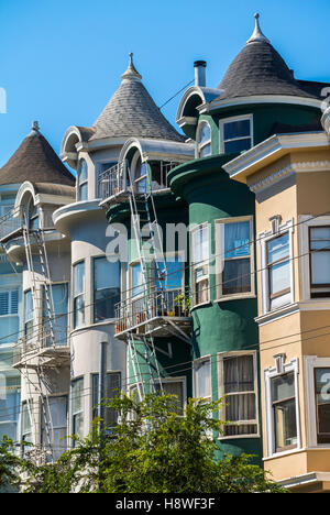 San Francisco, CA, Etats-Unis, scènes de rue, maisons de ville victoriennes traditionnelles façades, dans Haight Ashberry District, gentrification [USA] demeure victorienne Banque D'Images