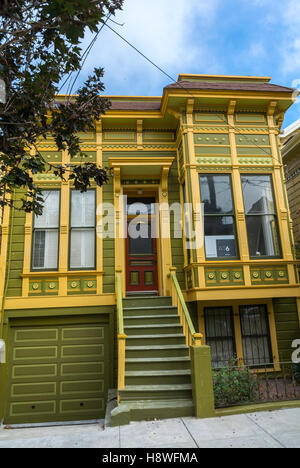 San Francisco, CA, États-Unis, architecture de l'âge victorien, face à la maison de ville, Dans le quartier Castro, rue victorienne Banque D'Images