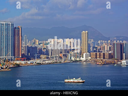 Vue aérienne sur la péninsule de Kowloon Hong Kong, Chine Banque D'Images