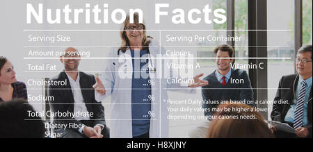 Faits de Nutrition Alimentation médicale concept nutritionnel Banque D'Images