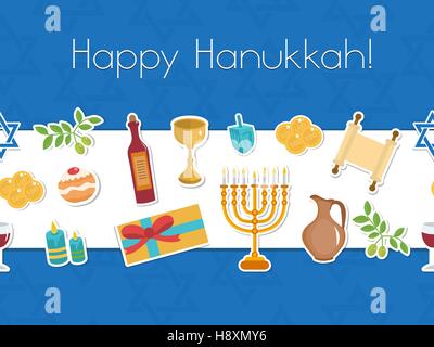 Hanukkah heureux affiche transparente. carte de voeux, flyer, invitation. Illustration de Vecteur