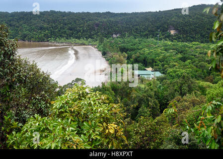 Vue sur forêt et plage, dans Parc national de Bako, au Sarawak. Bornéo. La Malaisie Banque D'Images