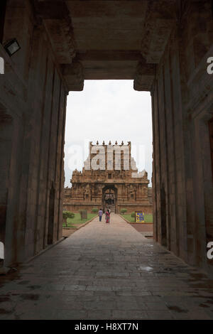 Tiruvasal, Rajarajan gopuram, troisième entrée Temple de Brihadisvara, Tanjore, Tamil Nadu, Inde. Banque D'Images