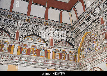 La peinture dans la Salle Durbar, Thanjavur Maratha Palace, Tanjore, Tamil Nadu, Inde Banque D'Images