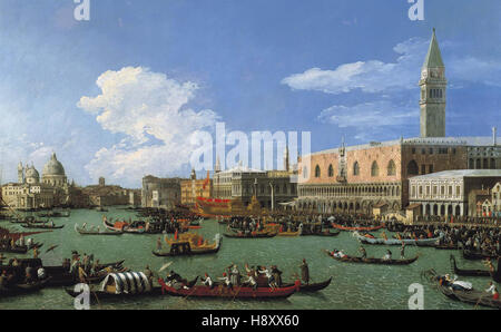 Giovanni Antonio Canal CANALETTO le Bucintoro se préparant à quitter le Molo le jour de l'Ascension Banque D'Images