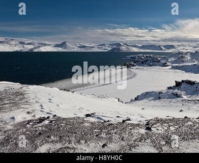 L'hiver, le lac Kleifarvatn, une courte distance en voiture de Reykjavik, Islande Banque D'Images