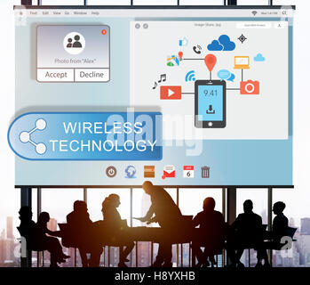 Le transfert de technologie de streaming en ligne Concept de la technologie sans fil Banque D'Images