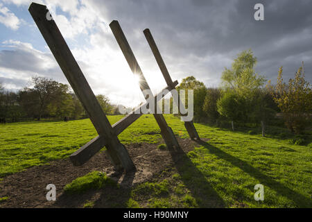 Sculpture sur bois vert pâturage, landkreis vechta, Oldenburg münsterland, Basse-Saxe, Allemagne Banque D'Images