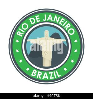 Rio de Janeiro Brésil Jésus statue graphique emblème vector illustration eps 10 Illustration de Vecteur