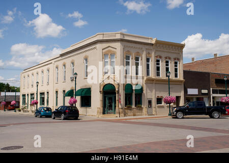 Newsworks bâtiment en coin de Jefferson Street et 1st Avenue, Winterset, Comté de Madison, Iowa, États-Unis Banque D'Images