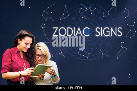 Signes du zodiaque astrologique Astral Naissance Calendar Concept Banque D'Images