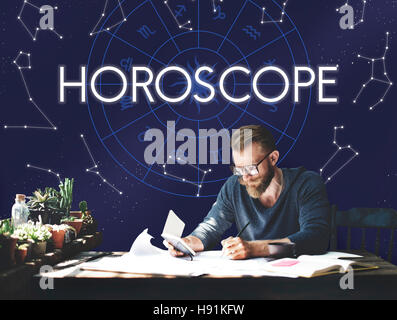 Calendrier Astral Horoscope Prédiction Avenir Concept Enseignes Banque D'Images