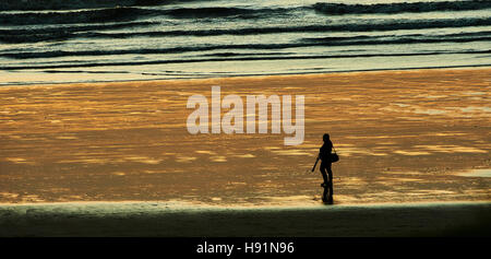 Photographe sur plage, à l'Heritage Coast Glamorgan Banque D'Images