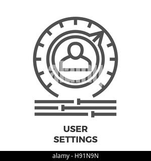 Paramètres utilisateur fine ligne Icône vecteur isolé sur le fond blanc. Illustration de Vecteur