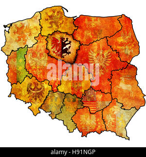 Kujawsko pomorskie region de l'administration plan avec pavillon d'autres provinces polonaises Banque D'Images