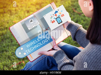 Le transfert de technologie de streaming en ligne Concept de la technologie sans fil Banque D'Images