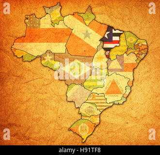 Admistration maranhao sur carte du Brésil avec des drapeaux Banque D'Images