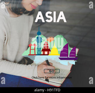 Asie Asie de l'Est Continent Culture Information Concept Graphique Banque D'Images