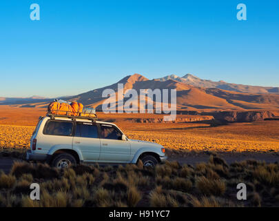 La Bolivie Potosi Departmant Sur Lipez Province Eduardo Avaroa la réserve nationale de faune andine Volcan Uturuncu à vue vers Banque D'Images