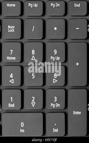 Collection électronique - Détail des touches numériques du clavier de l'ordinateur portable Banque D'Images