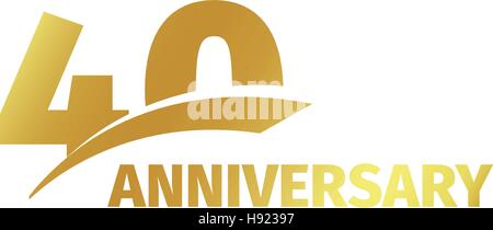 Résumé isolés golden 40e anniversaire logo sur fond blanc. Numéro 40 logotype. Quarante ans jubilee celebration icône. Quarantième anniversaire de l'emblème. Vector illustration. Illustration de Vecteur