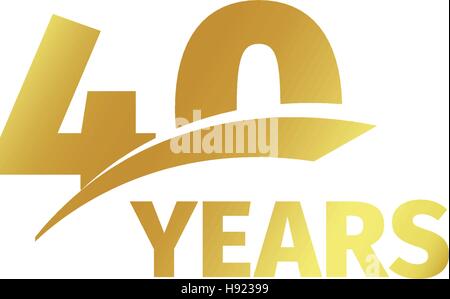 Résumé isolés golden 40e anniversaire logo sur fond blanc. Numéro 40 logotype. Quarante ans jubilee celebration icône. Quarantième anniversaire de l'emblème. Vector illustration. Illustration de Vecteur