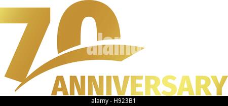 Résumé isolés golden 70e anniversaire logo sur fond blanc. Numéro 70 logotype. Soixante ans jubilee celebration icône. 70e anniversaire de l'emblème. Vector illustration. Illustration de Vecteur