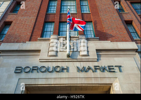 Panneau à l'entrée de Borough Market Banque D'Images