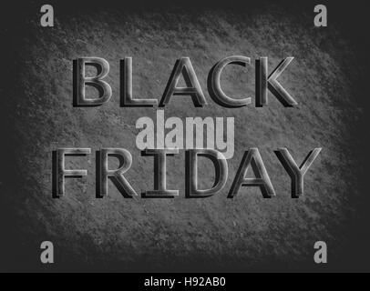 Vendredi noir sur fond de roche en pierre, noir et blanc Banque D'Images