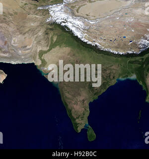 L'Inde et la région environnante. Vue depuis l'espace. Banque D'Images