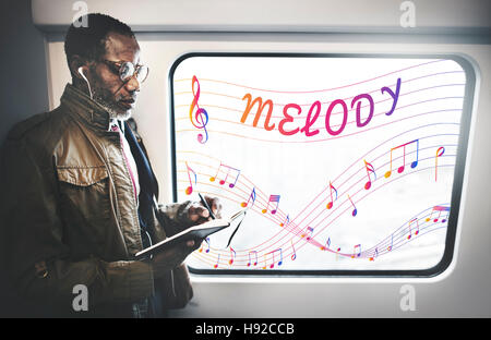 Notes de musique Mélodie Divertissement Concept d'écoute Banque D'Images