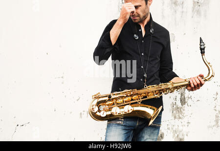 Jazzman artiste de musique à jouer du Saxophone Concept Banque D'Images