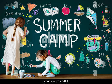 Summer Kids Camp Aventure Explorer Concept Banque D'Images