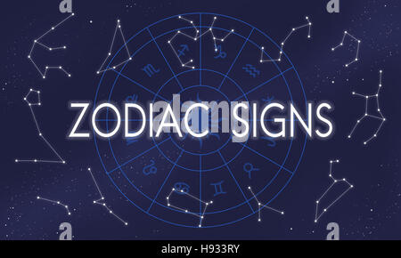 Signes du zodiaque astrologique Astral Naissance Calendar Concept Banque D'Images