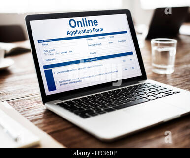 Formulaire de demande en ligne Info Détail Concept Banque D'Images