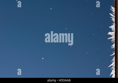 Comme le ciel d'égouttement glaçons devient bleu et le soleil apparaît après un temps neigeux dans les collines près de Boulder Banque D'Images