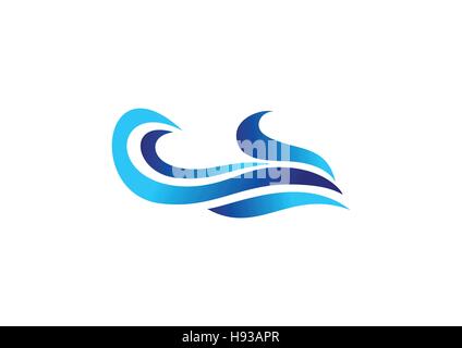 Logo blue waves concept, résumé de l'eau symbole bleu vagues, vagues d'Océan mer vecteur conception icône Illustration de Vecteur