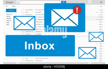 Boîte de réception e-mail Communication électronique Concept Graphique Banque D'Images