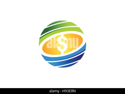 Pièce d'or avec le symbole du dollar, cercle argent logo, symbole dollar circle design vecteur icône Illustration de Vecteur