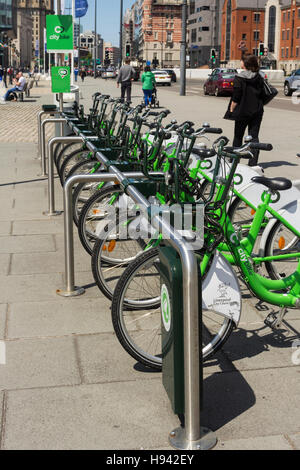 Liverpool location de Citybike Strand Street. Le plan de transport durable est exploité par Liverpool City Council. Banque D'Images