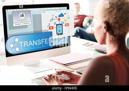 Le transfert de technologie de streaming en ligne Concept de la technologie sans fil Banque D'Images