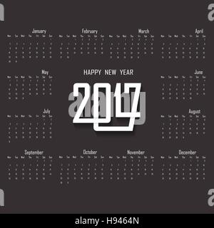 Calendrier 2017 Calendrier 2017.Modèle pour l'année modèle de conception.vector.semaine commence lundi.Télévision couleur style vector illustration. Illustration de Vecteur