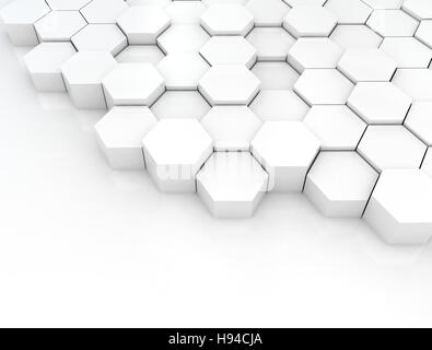Résumé fond blanc avec hexagones Banque D'Images