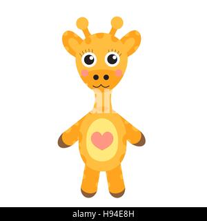 Cute cartoon character girafe. Jouet Bébé girafe sur fond blanc, isolé. Vector illustration Illustration de Vecteur