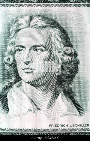 Portrait de Friedrich Schiller de l'argent allemand Banque D'Images