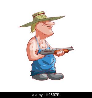 Colorful vector illustration d'un agriculteur ou caricature redneck Illustration de Vecteur