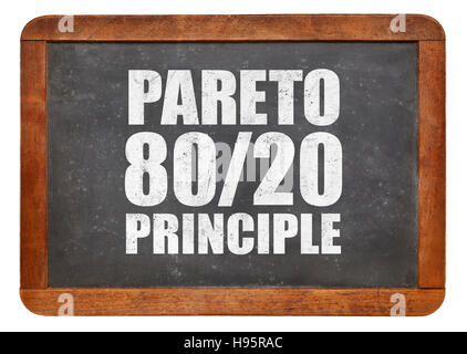 Principe de Pareto ou règle de vingt-quatre-vingts - craie blanche du texte sur un tableau noir Tableau noir vintage Banque D'Images